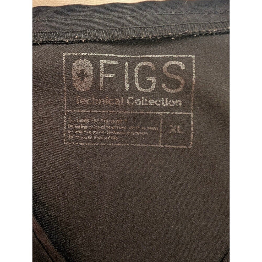 Women's FIGS Scrub Top Short Sleeve V-Neck Two Pockets Black XL - Picture 4 of 5